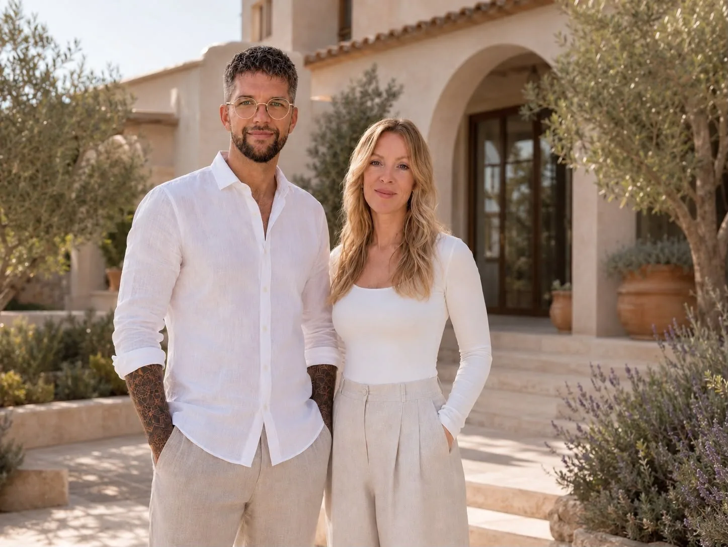 Senta und Ivo Grees vor ihrer Villa auf Mallorca